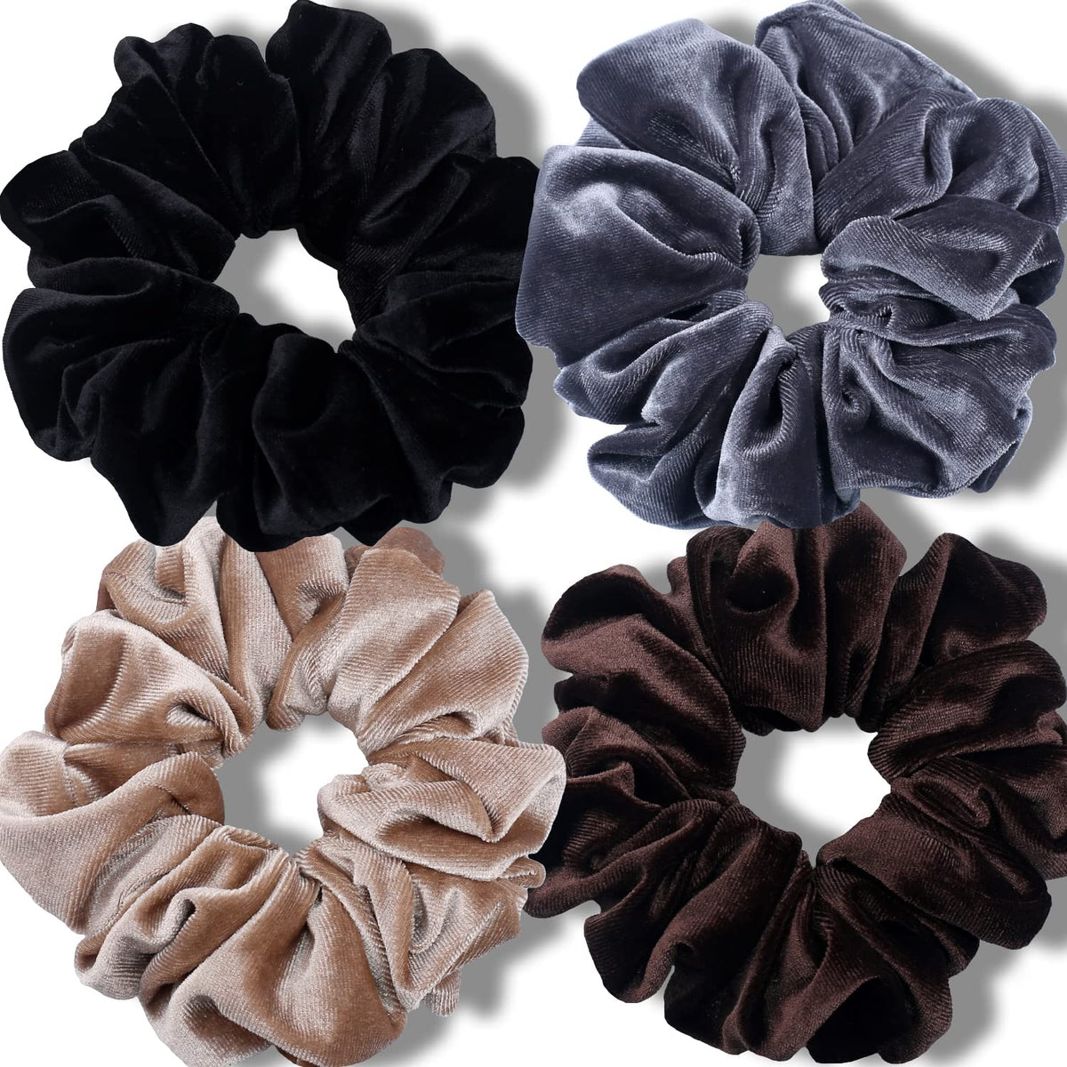 IVARYSS scrunchie de terciopelo extragrande, textura suave para cabello grueso.