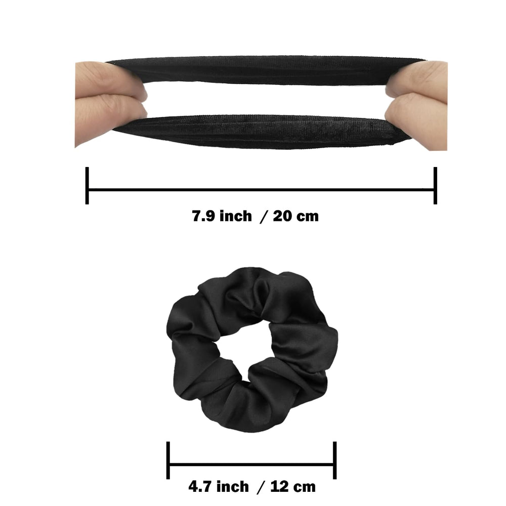 IVARYSS scrunchies seda suave, uso en la muneca durante el día.