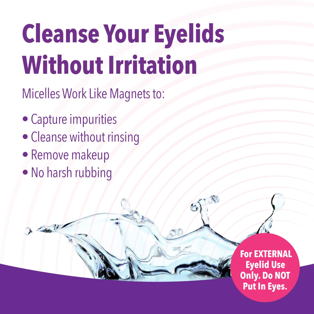 iVIZIA Micellar Eyelid Cleanser close-up label highlights botanicals and zinc