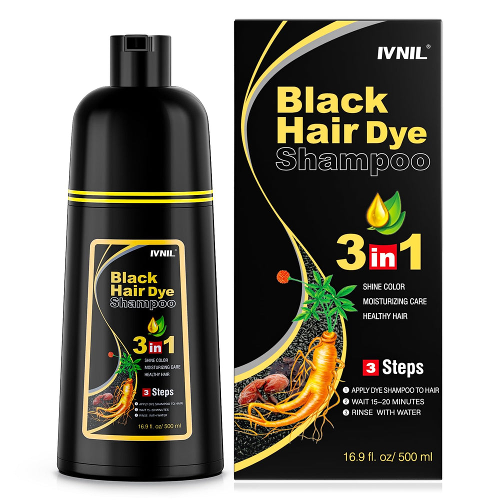 Ivnil shampoo-pintura-cabello-negro-frente: cobertura de canas y tono natural.