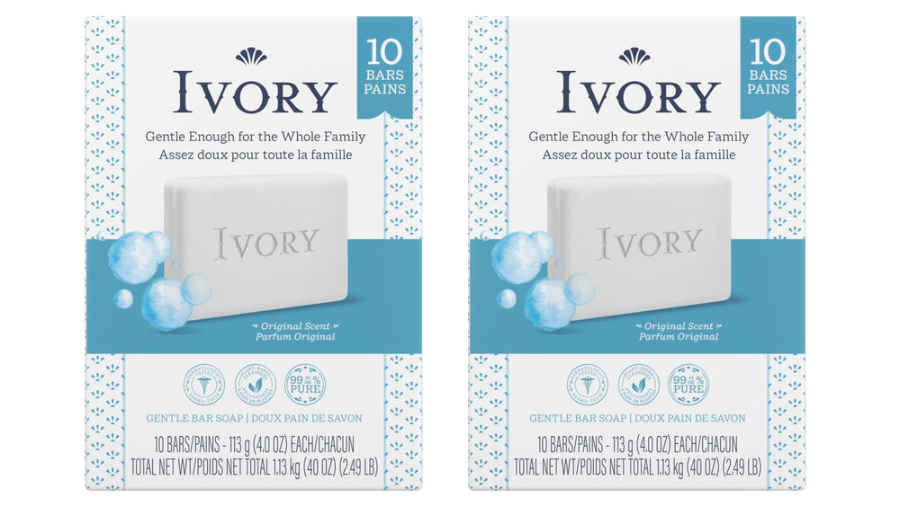 Jabón Ivory original en barra de 113 g, suave para piel sensible.