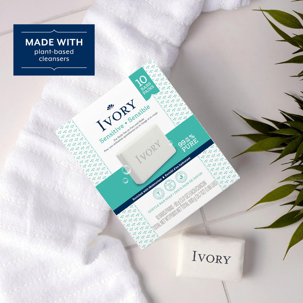 Ivory Barra Sensible, dermatológicamente probada para confianza diaria.