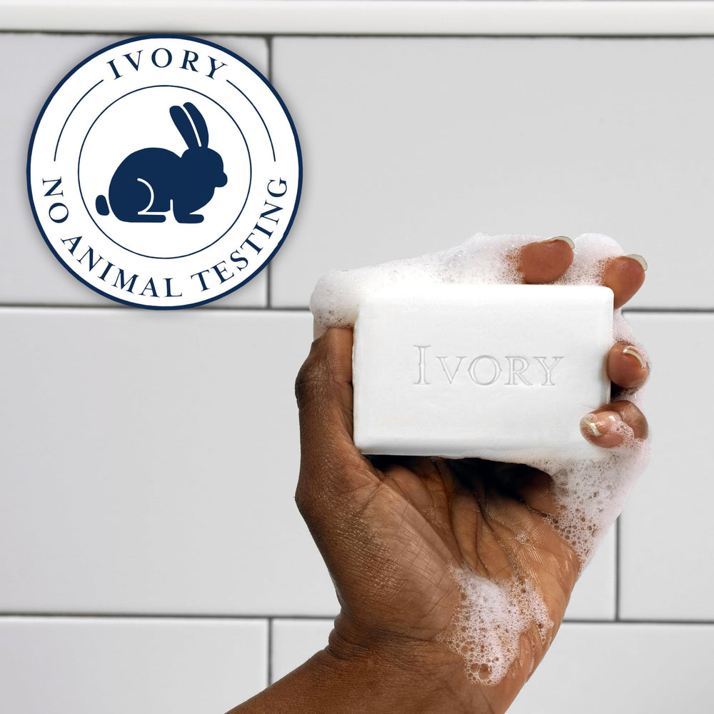 Ivory Barra Sensible, limpieza a base de plantas para piel sin irritación.