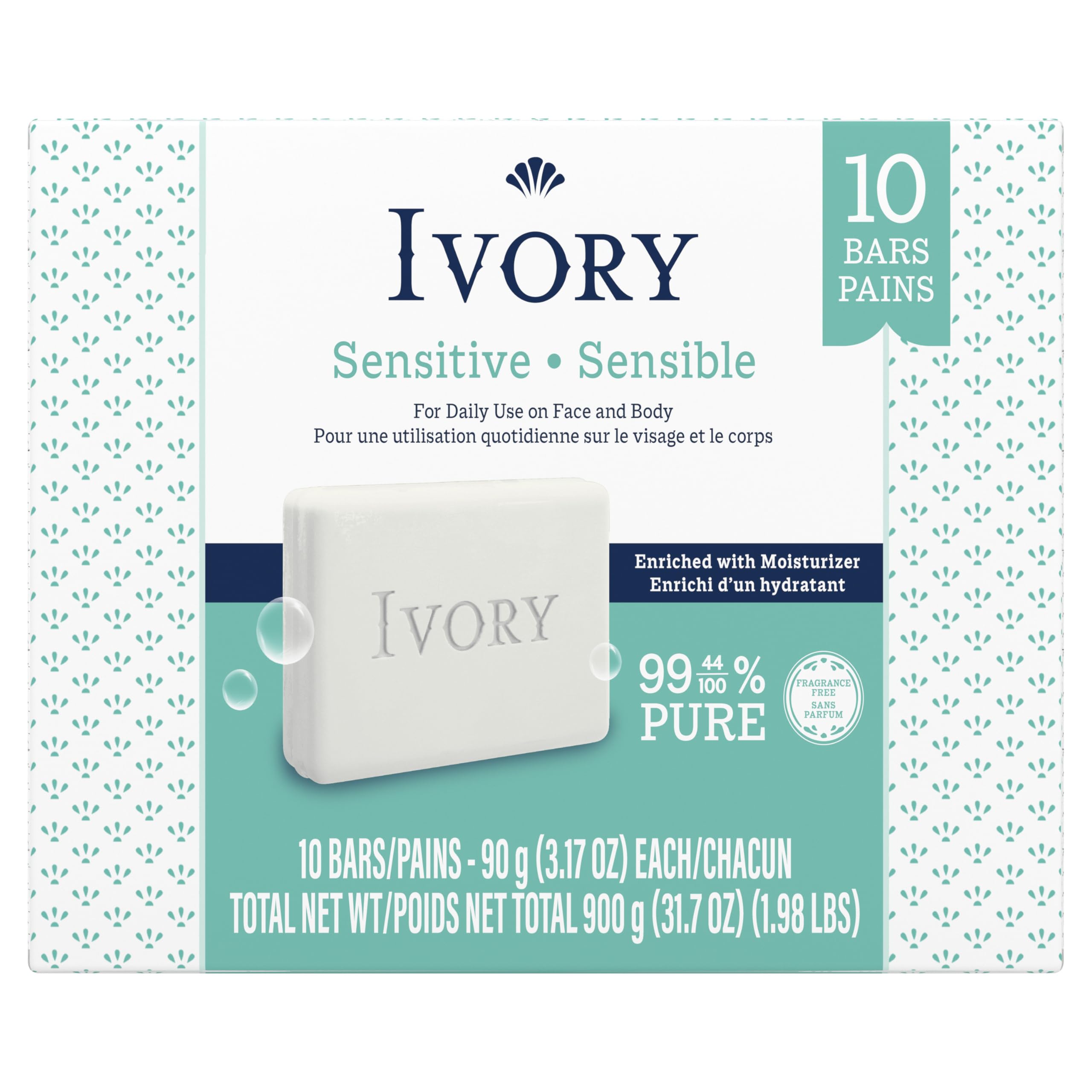 Ivory Barra Sensible, uso diario en casa para higiene familiar.