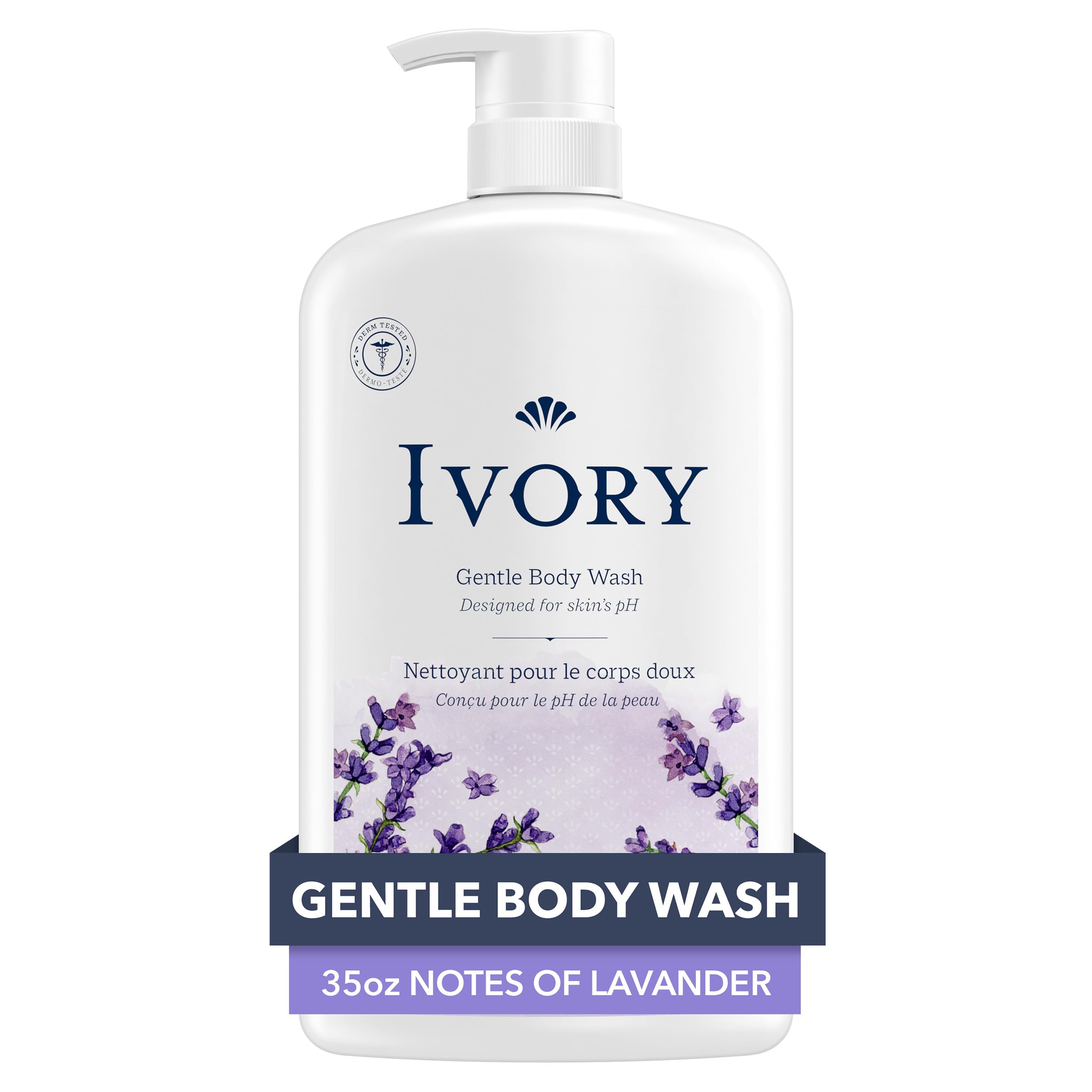 Ivory Body Wash bottle front, a family-friendly cleanser for daily use.