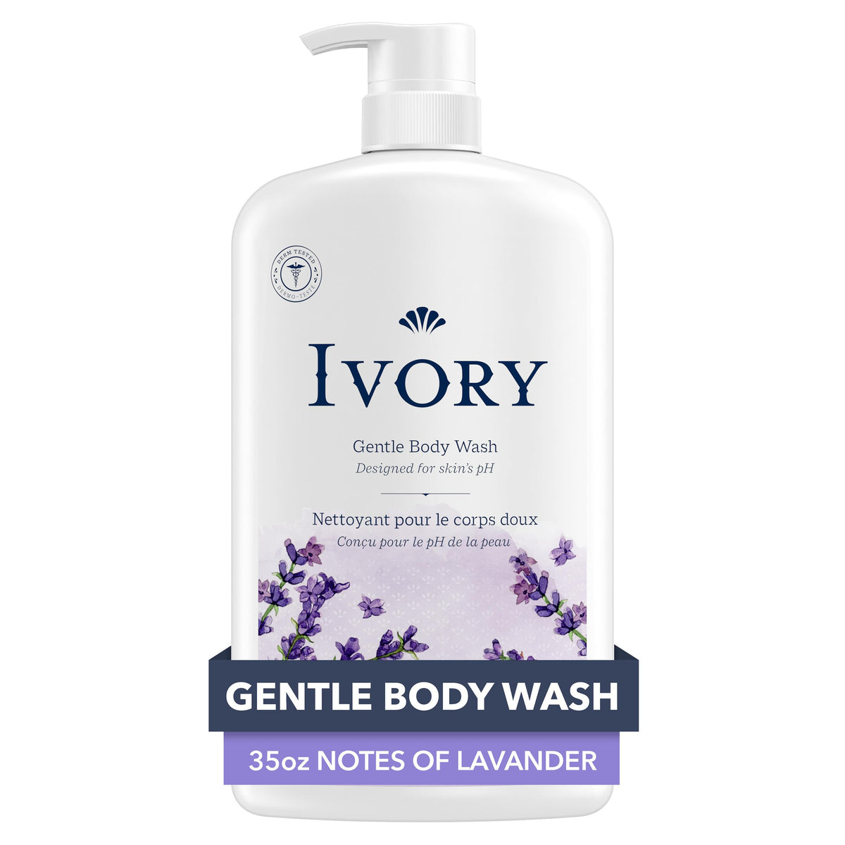 Ivory Body Wash bottle front, a family-friendly cleanser for daily use.