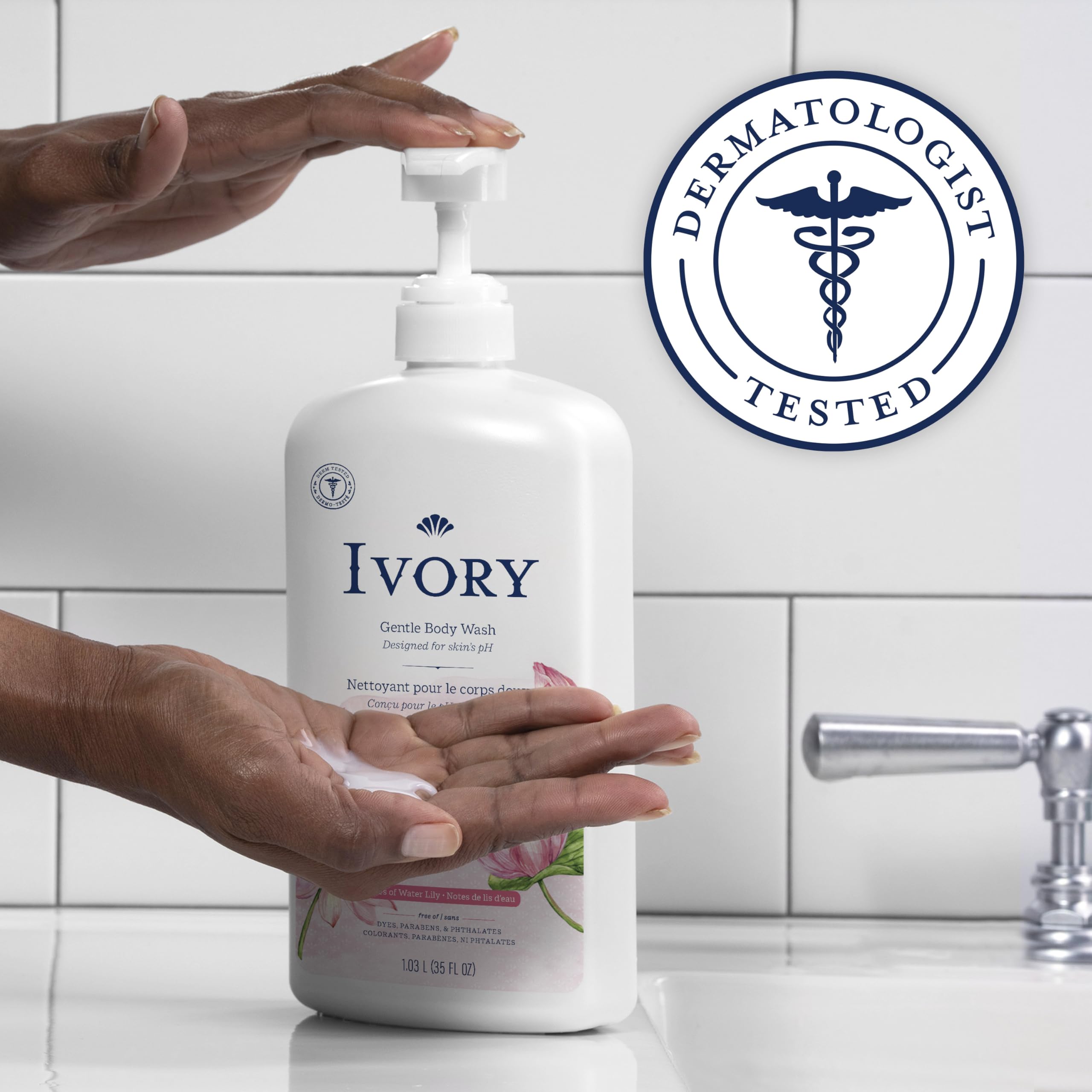 Ivory Body Wash being used by a family member aged three and up