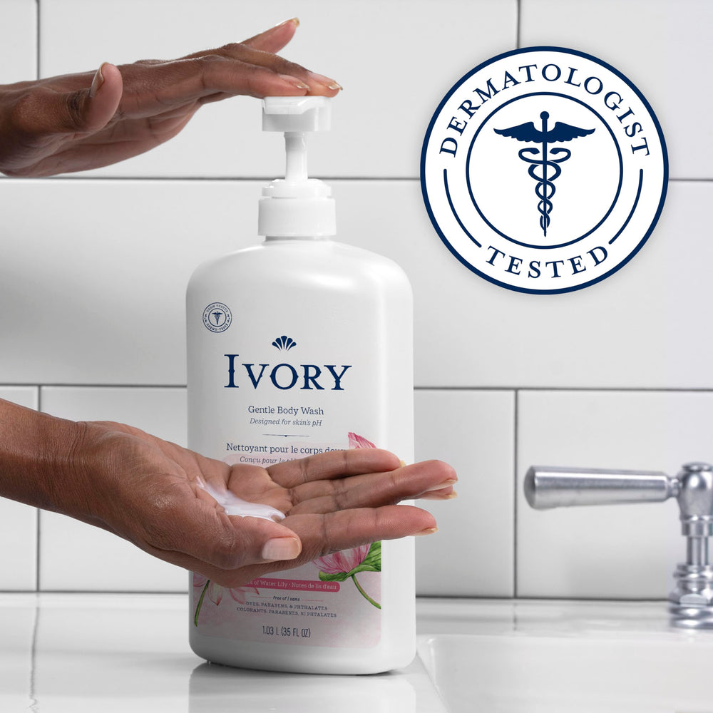 Ivory Body Wash being used by a family member aged three and up
