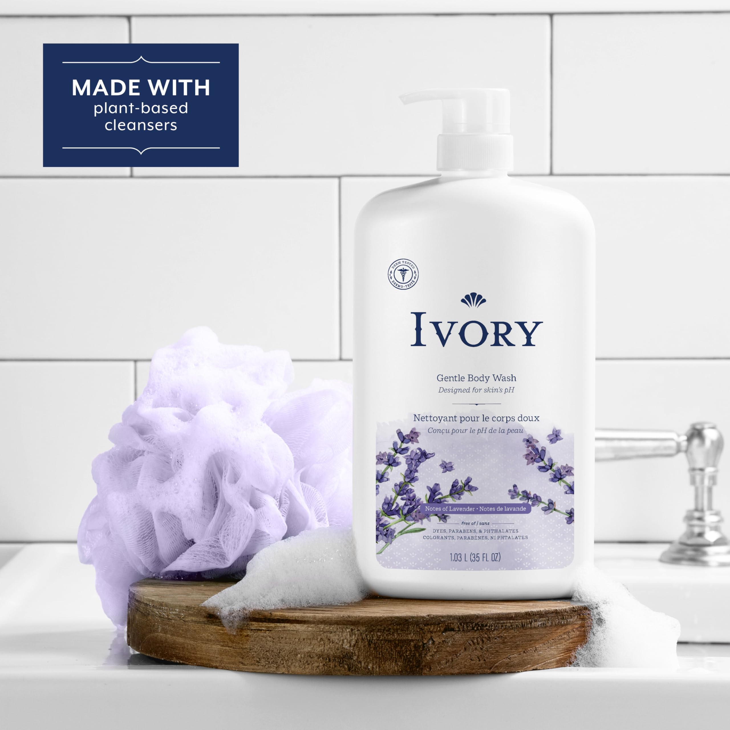 Ivory Body Wash family-use demonstrates gentle cleansing for adults and kids.