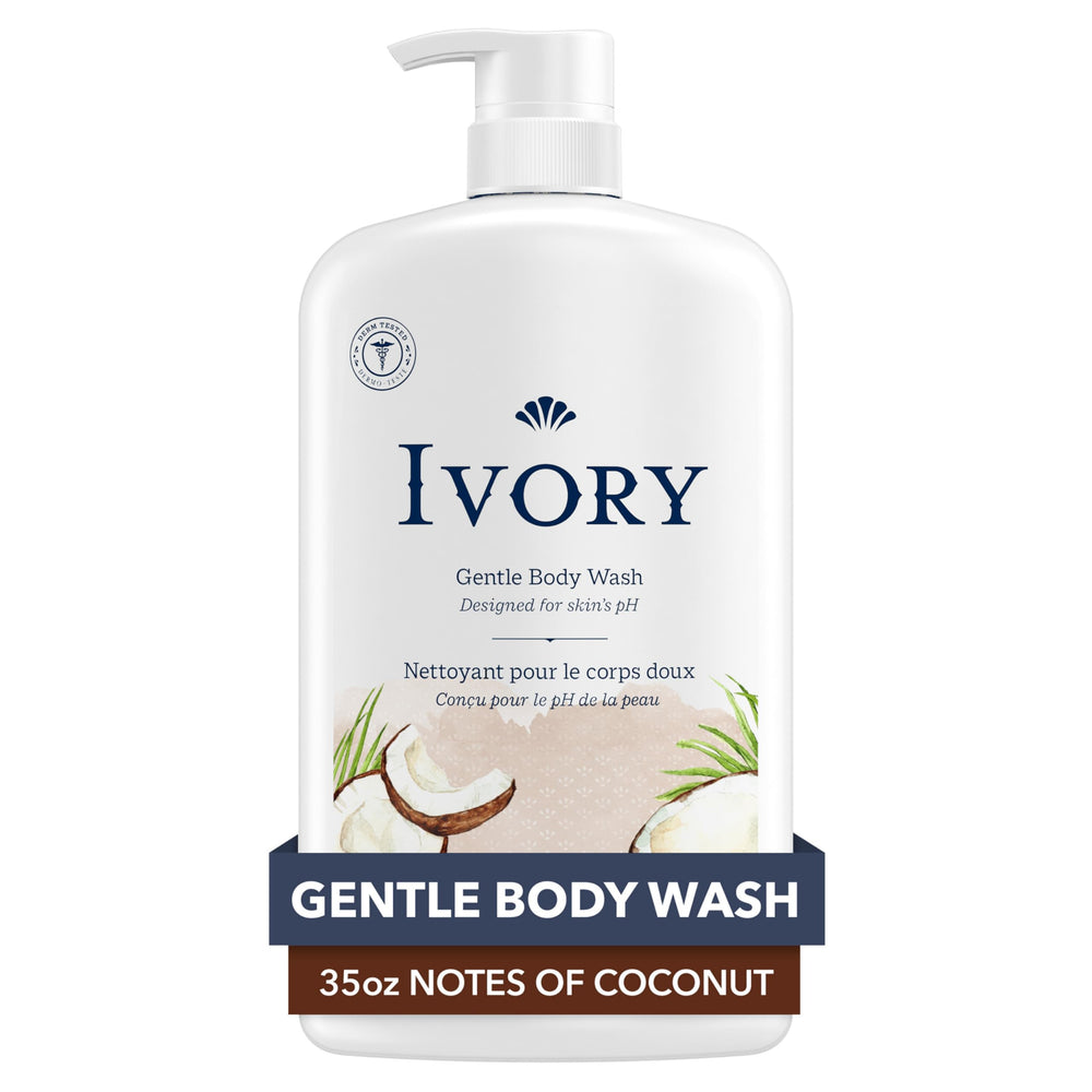 Ivory Body Wash bottle-35oz displays gentle, skin-friendly cleansing.