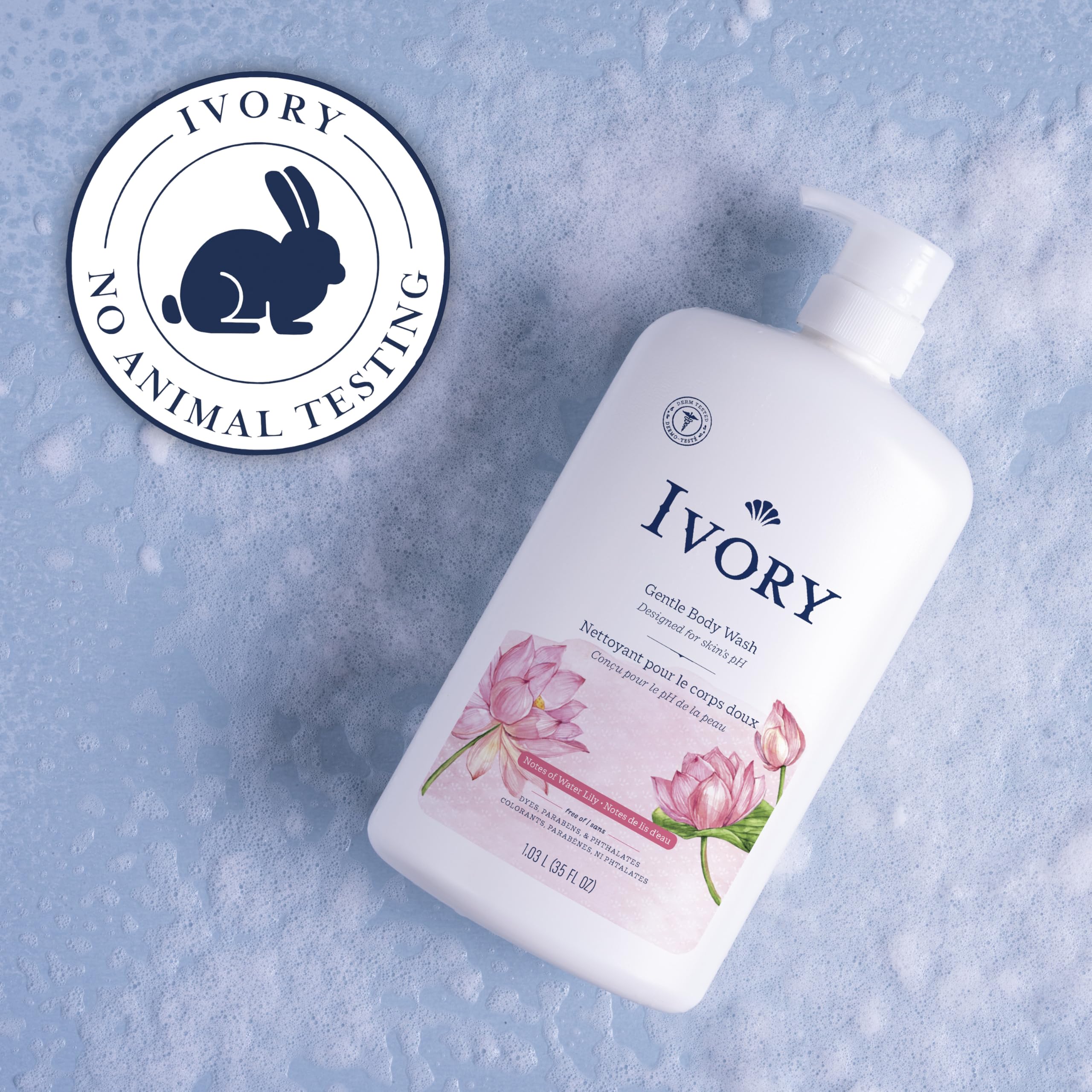 Ivory Body Wash 14 ingredients highlighted on packaging for a simple formula