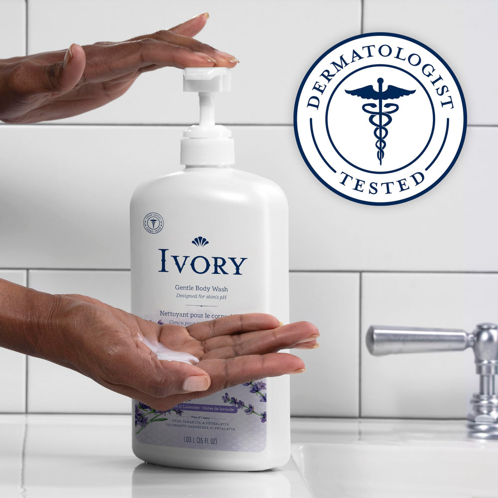 Ivory Body Wash ingredients-14 close-up, simple formula for sensitive skin.