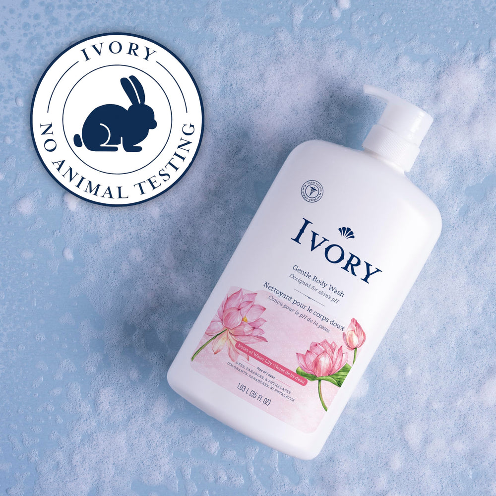 Ivory Body Wash 14 ingredients highlighted on packaging for a simple formula