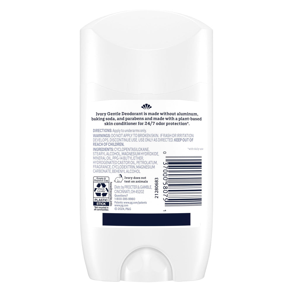 Ivory deodorant cap with plant-based protection line art.