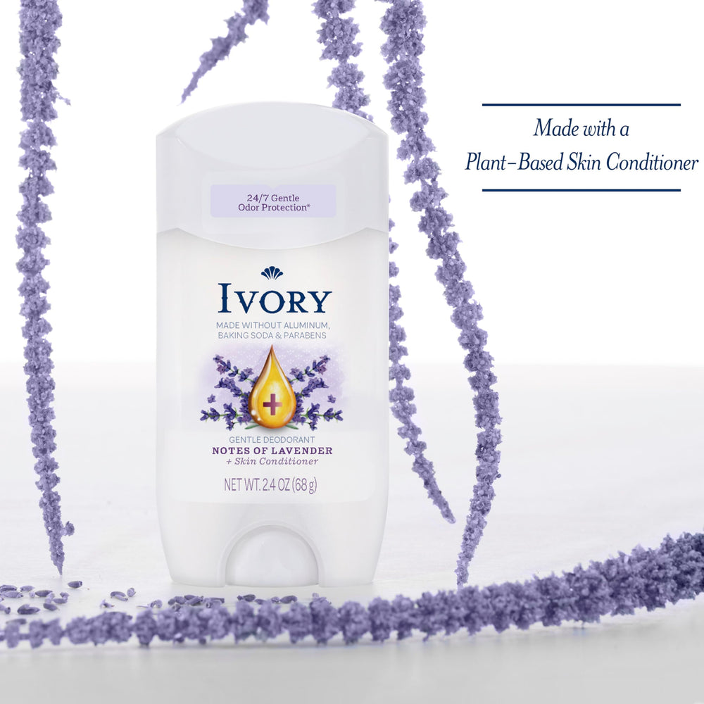 Ivory lavender-stick wrapped; easy application for busy mornings.