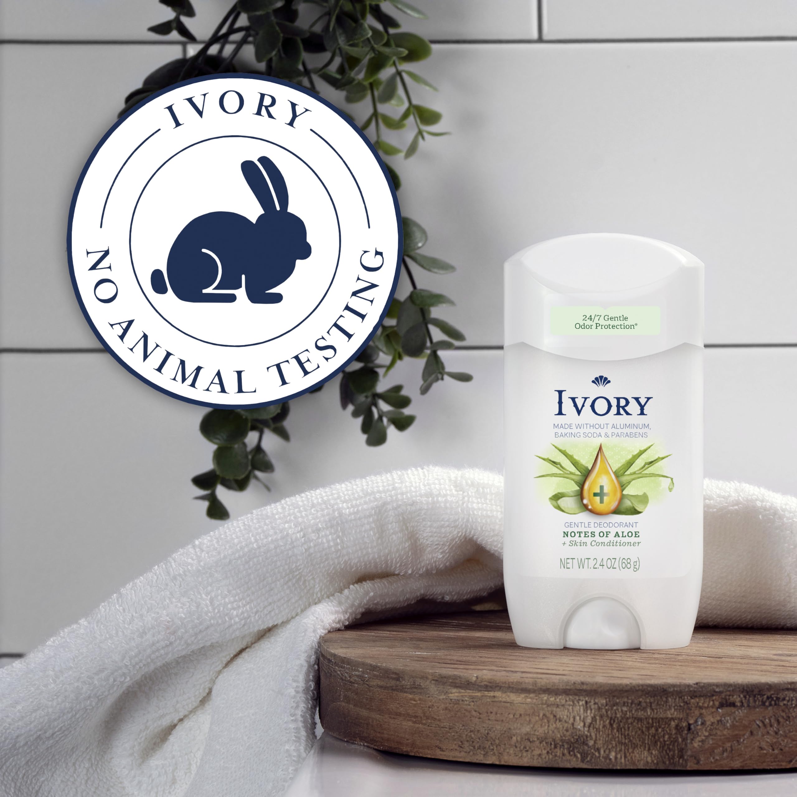 Ivory travel-size deodorant 2.4 oz label ready for on-the-go.