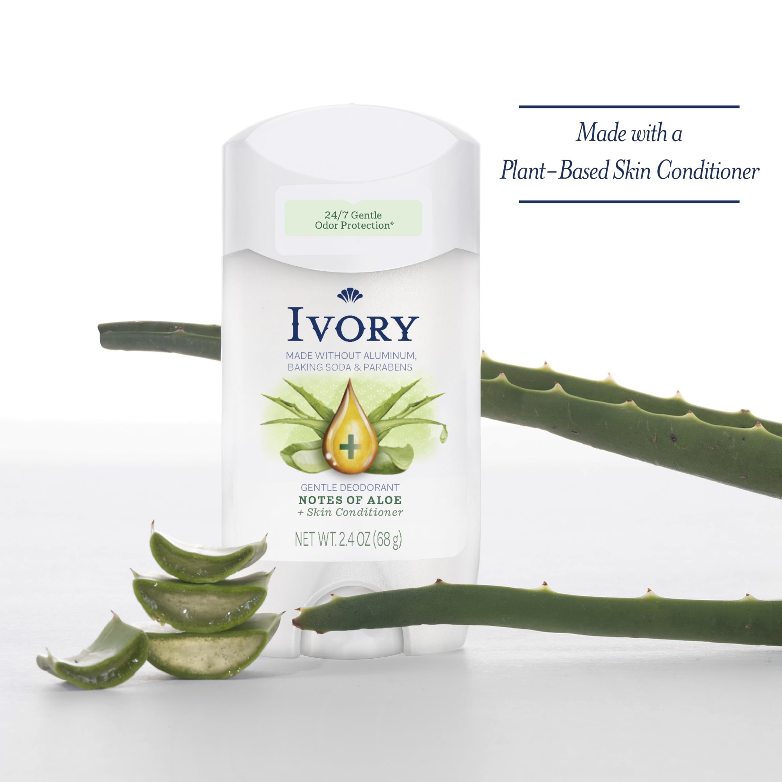 Ivory dermatologist-tested badge on box conveys trusted care.