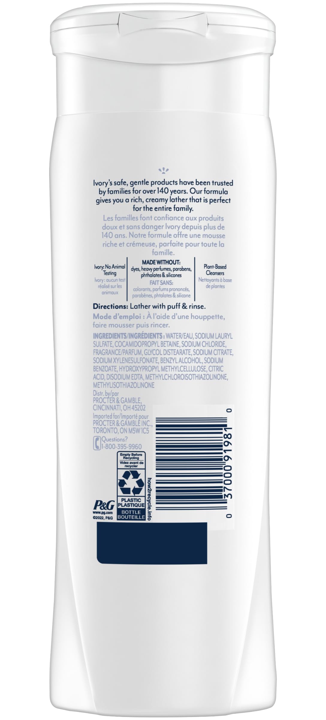 Empaque de tres unidades Ivory gel de ducha Original para reposición fácil