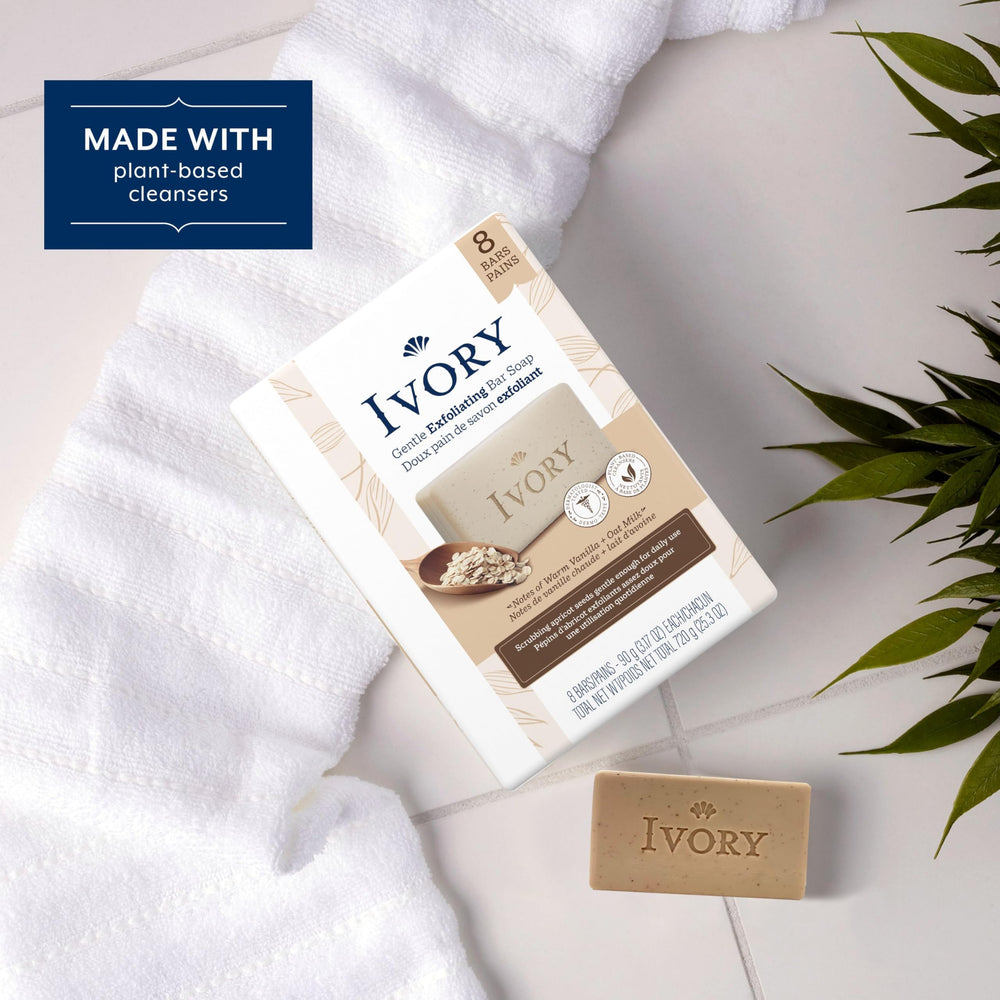 Ivory Exfoliating Bar is dermatology-tested for gentle use.