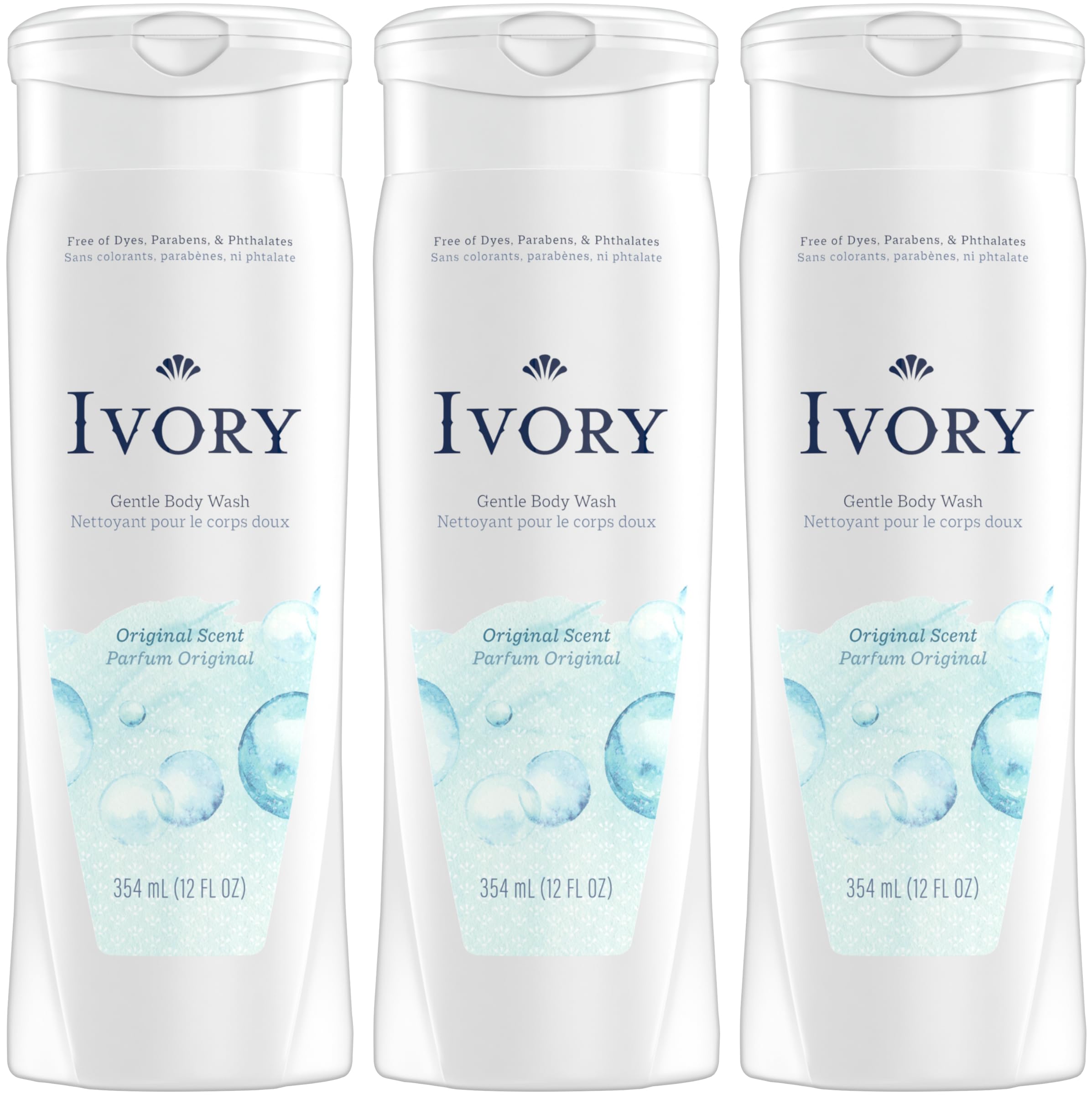 Ivory gel de ducha Original con empaque de tres botellas para uso familiar