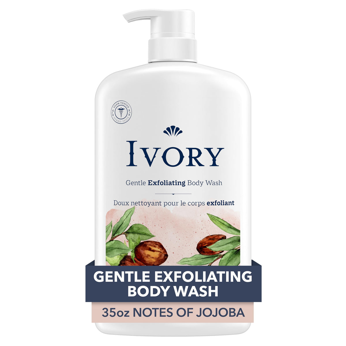 Ivory gel ducha exfoliante muestra uso diario para piel suave