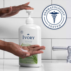 Ivory Gentle Body Wash pour captures easy, controlled dispensing for quick routines.