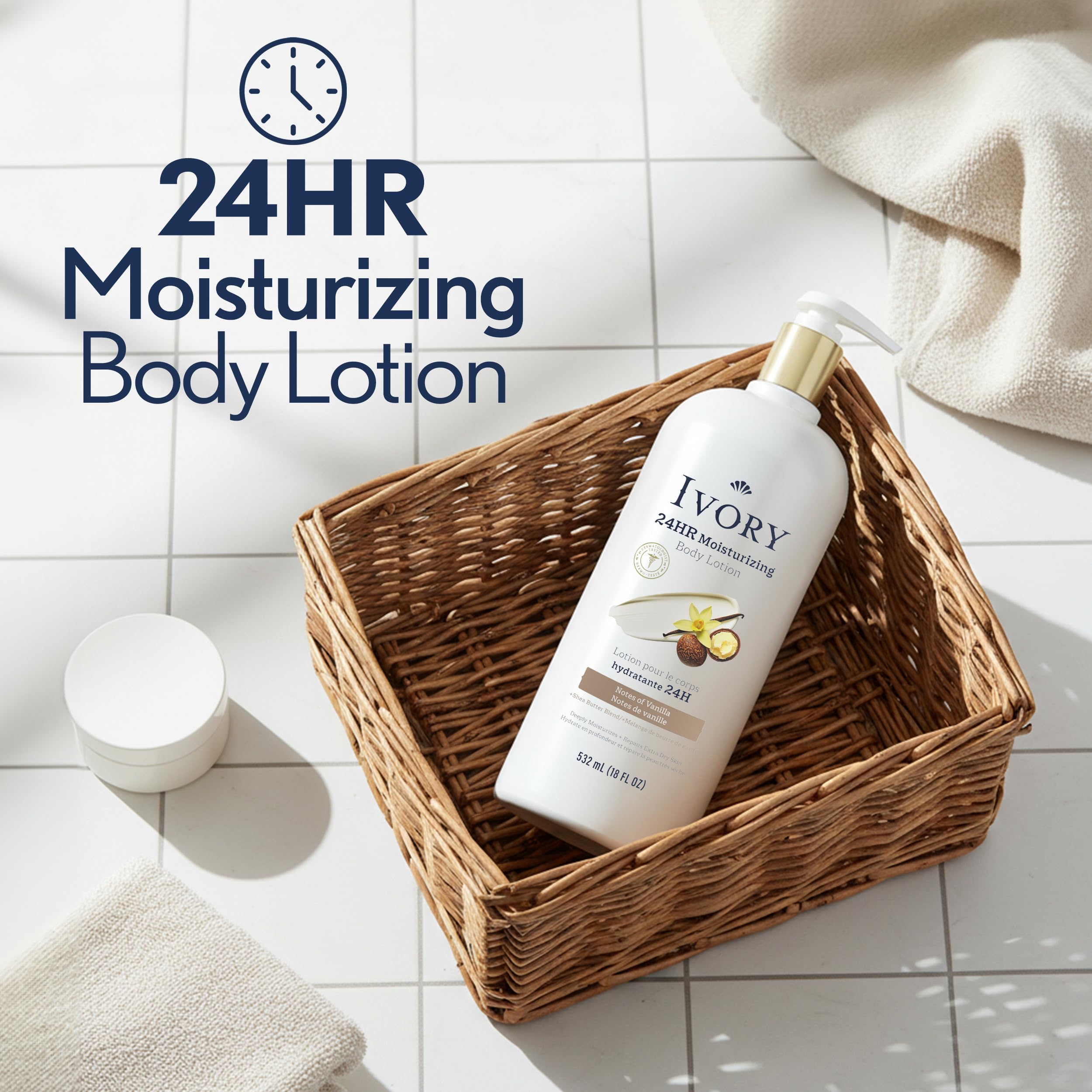 Ivory Hand & Body Lotion instant absorption demonstrates quick hydration with no greasy feel.