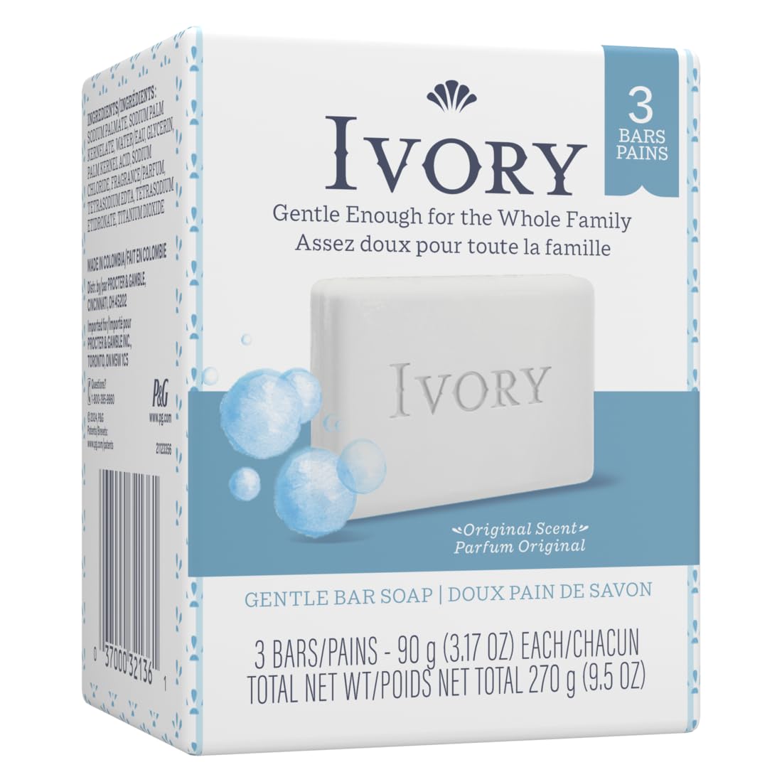 Ivory Soap Barra 88 g en empaque individual para manejo fácil