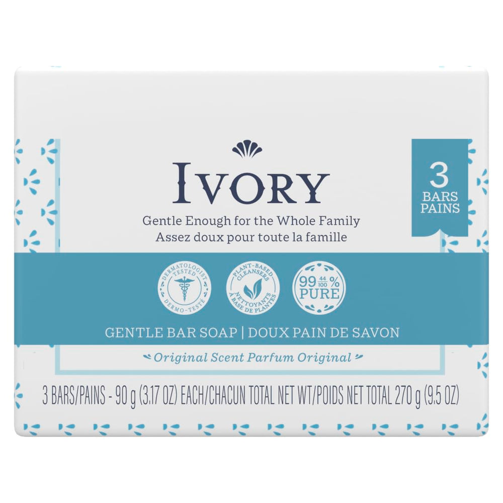 Ivory Soap Barra con diseño rectangular clásico para limpieza fiable