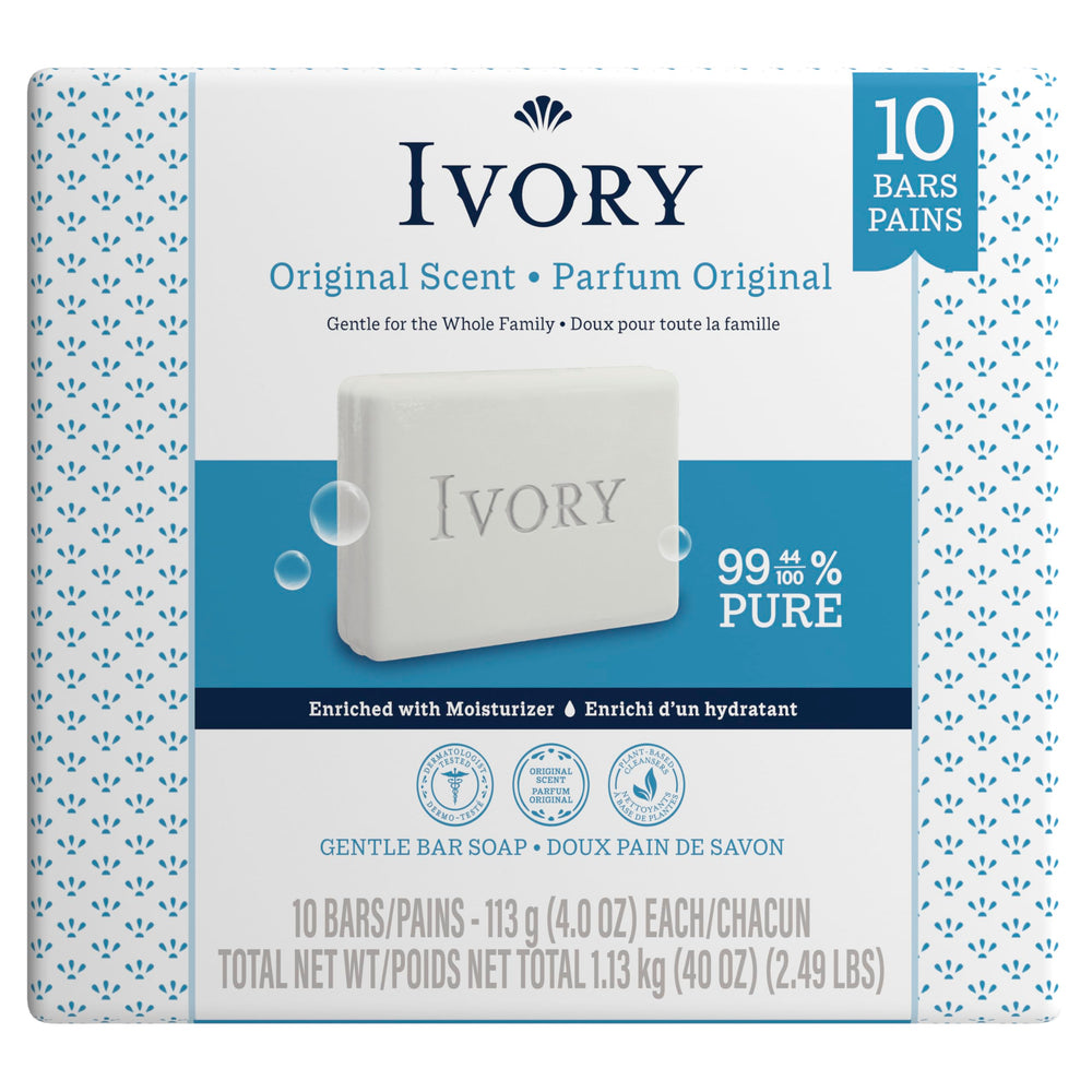 Ivory Jabón en Barra paquete diez barras, ahorro y conveniencia para la familia.
