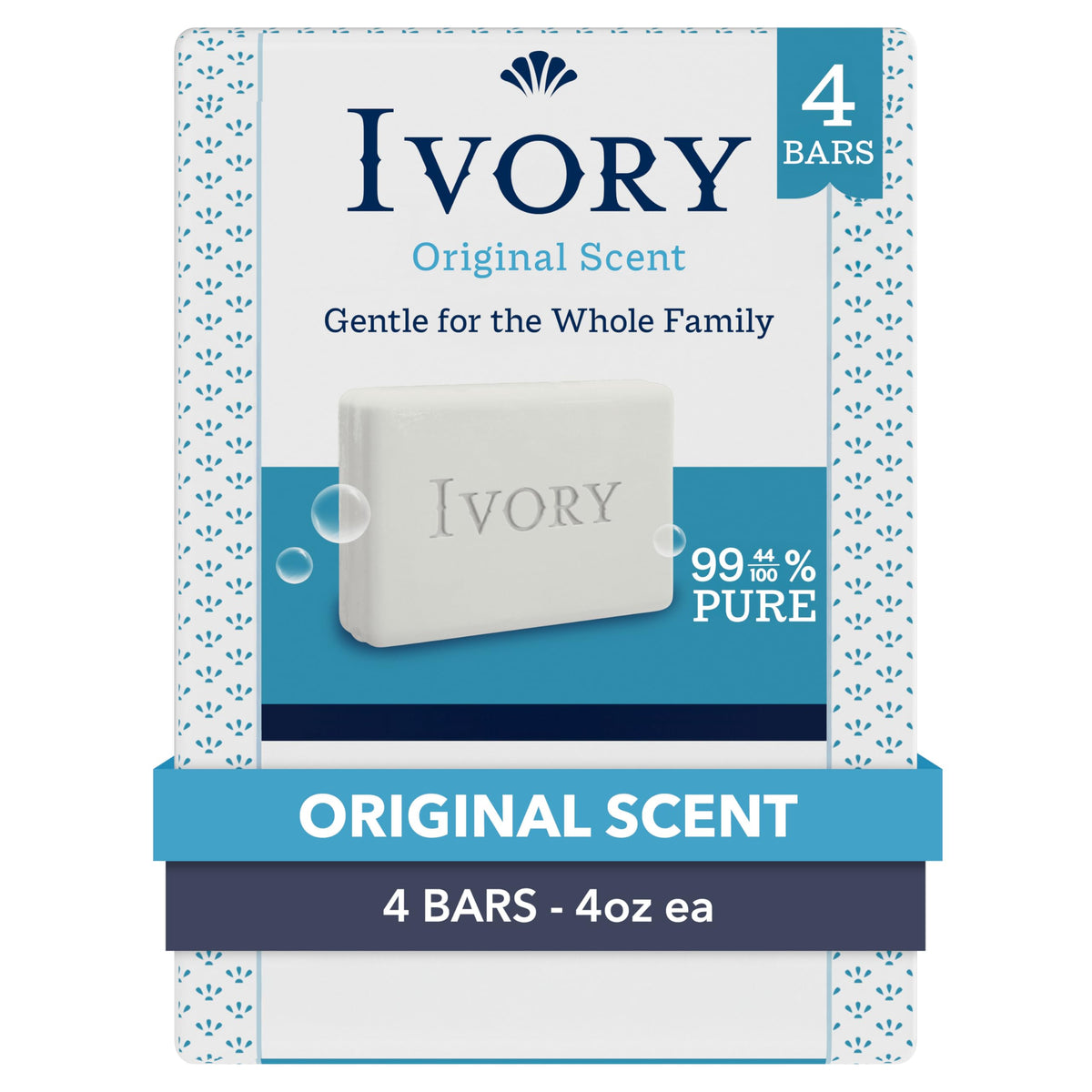 Jabón Ivory barra suave en empaque compacto apto para uso familiar.