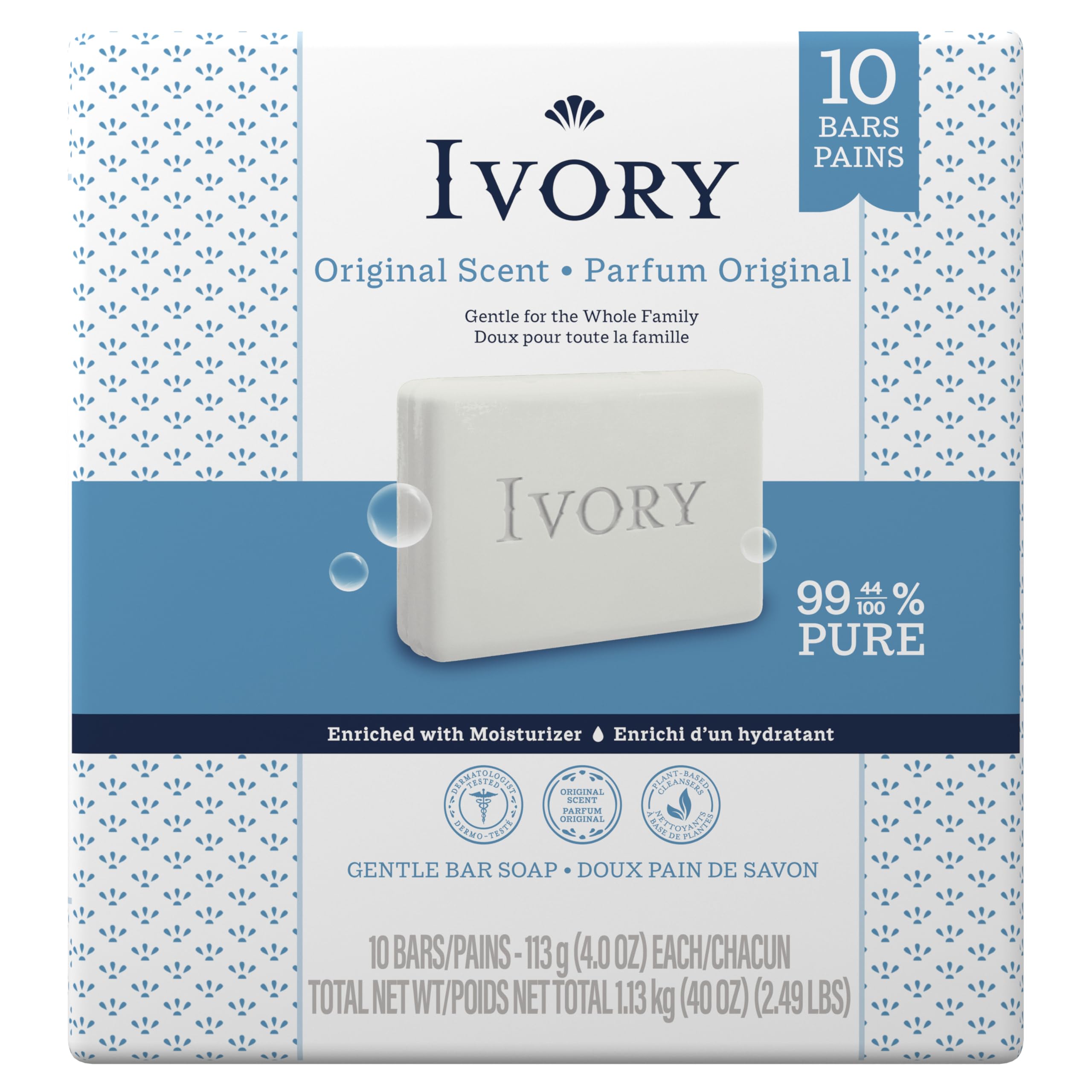 Ivory Jabón en Barra uso diario, higiene constante para todos.