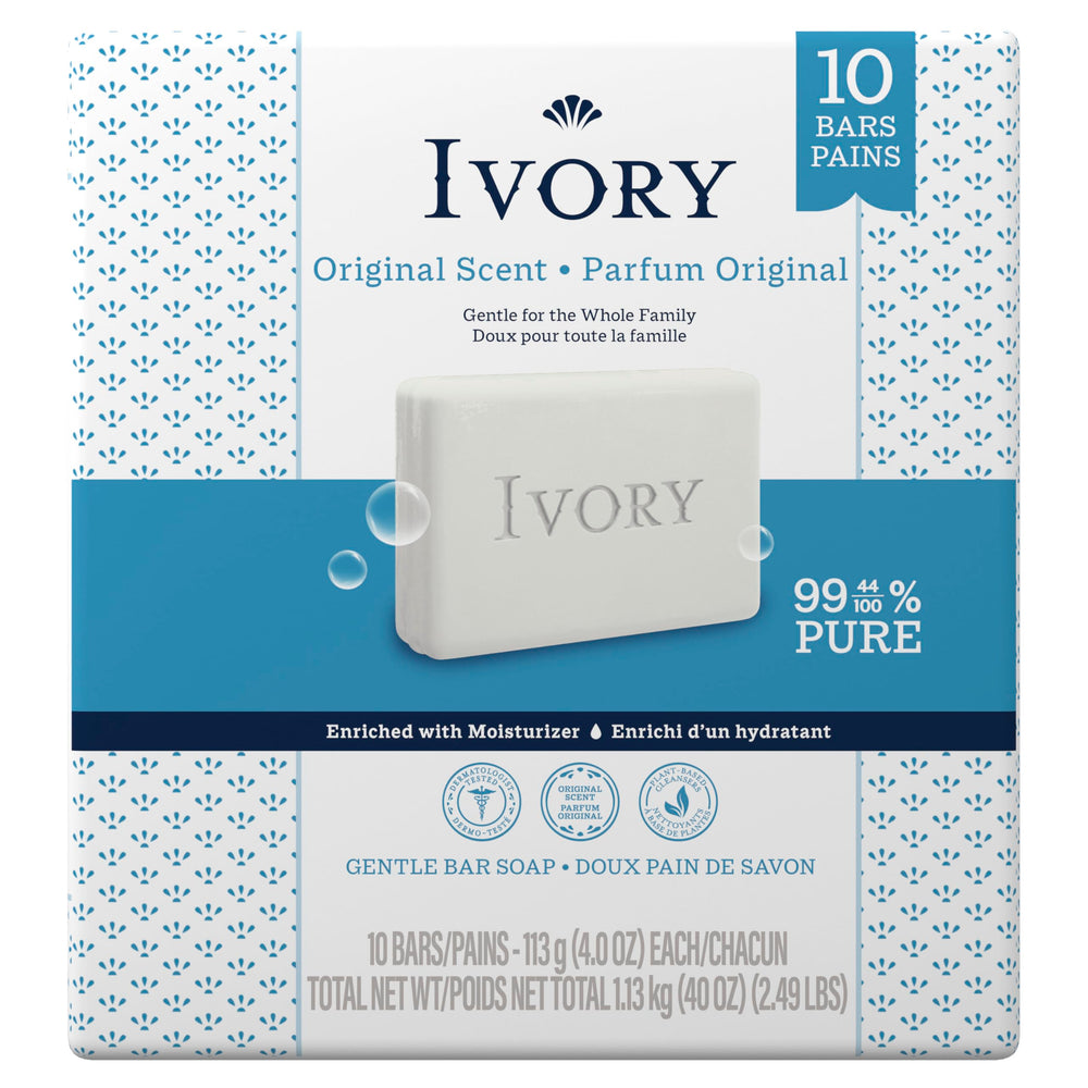 Ivory Jabón en Barra uso diario, higiene constante para todos.