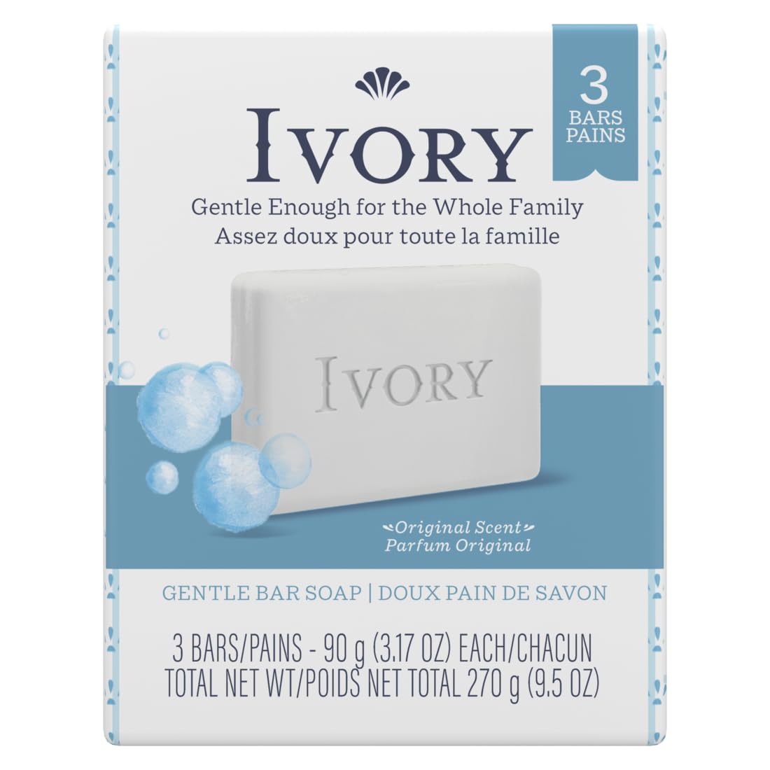 Ivory Soap Personal Bar en uso diario para la piel sensible