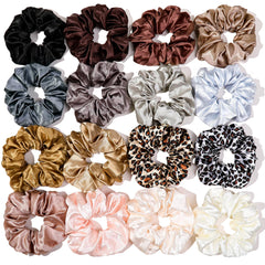 Ivyu 16 satin scrunchies assortment, gentle hold to protect hair
