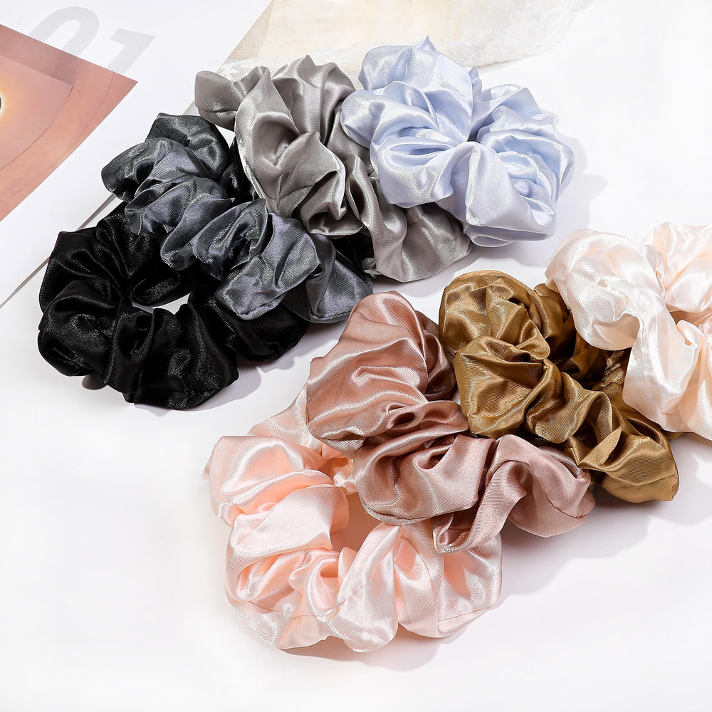 Ivyu satin scrunchies close-up shows shiny finish and smooth hair glide