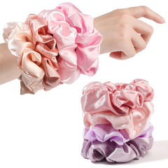 Ivyu satin hair scrunchie close-up highlighting shiny fabric and effortless hair hold.