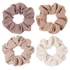 Ivyu Scrunchie big cotton brown pack of four provides secure crease-free hold