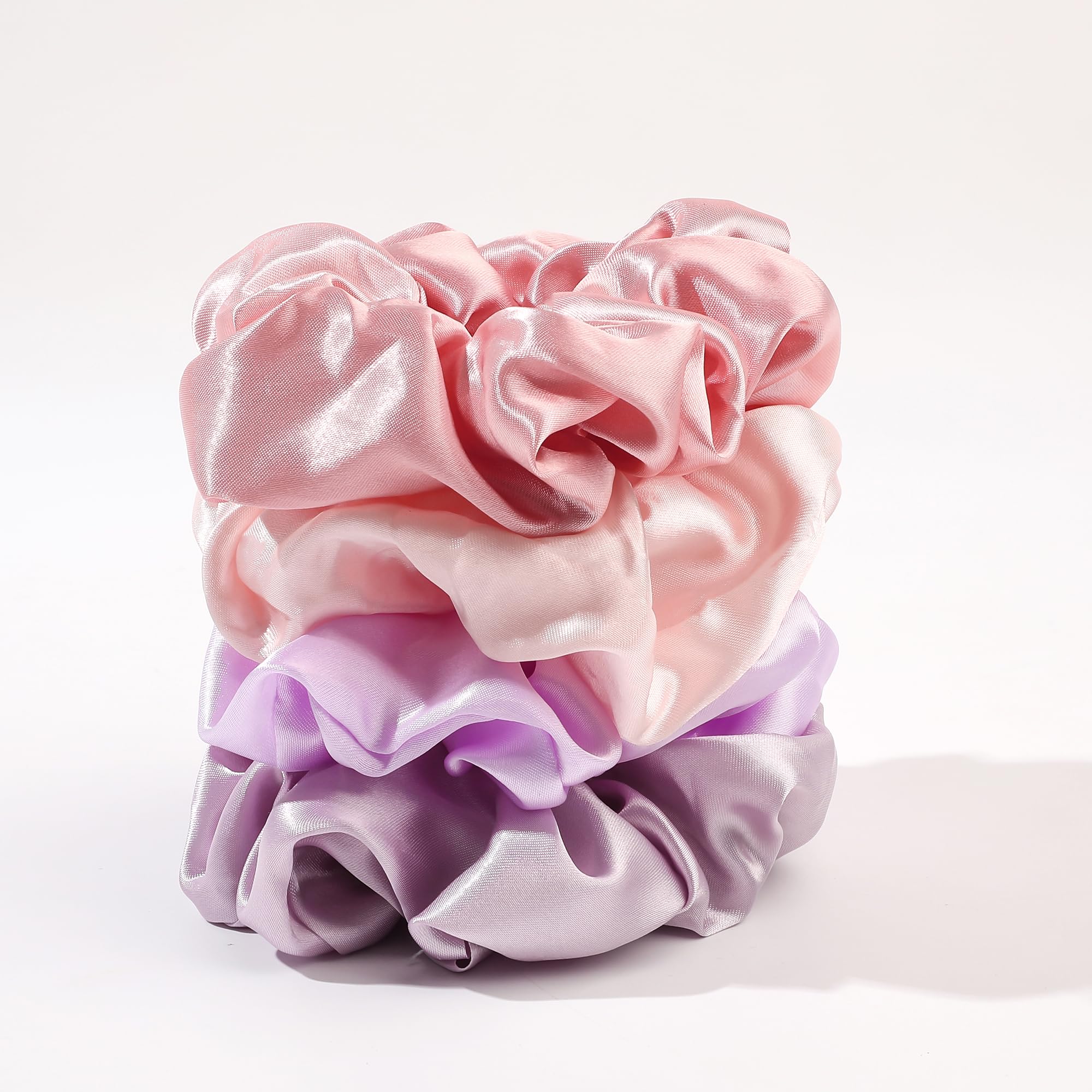 Ivyu satin scrunchies in a color set with no crease.