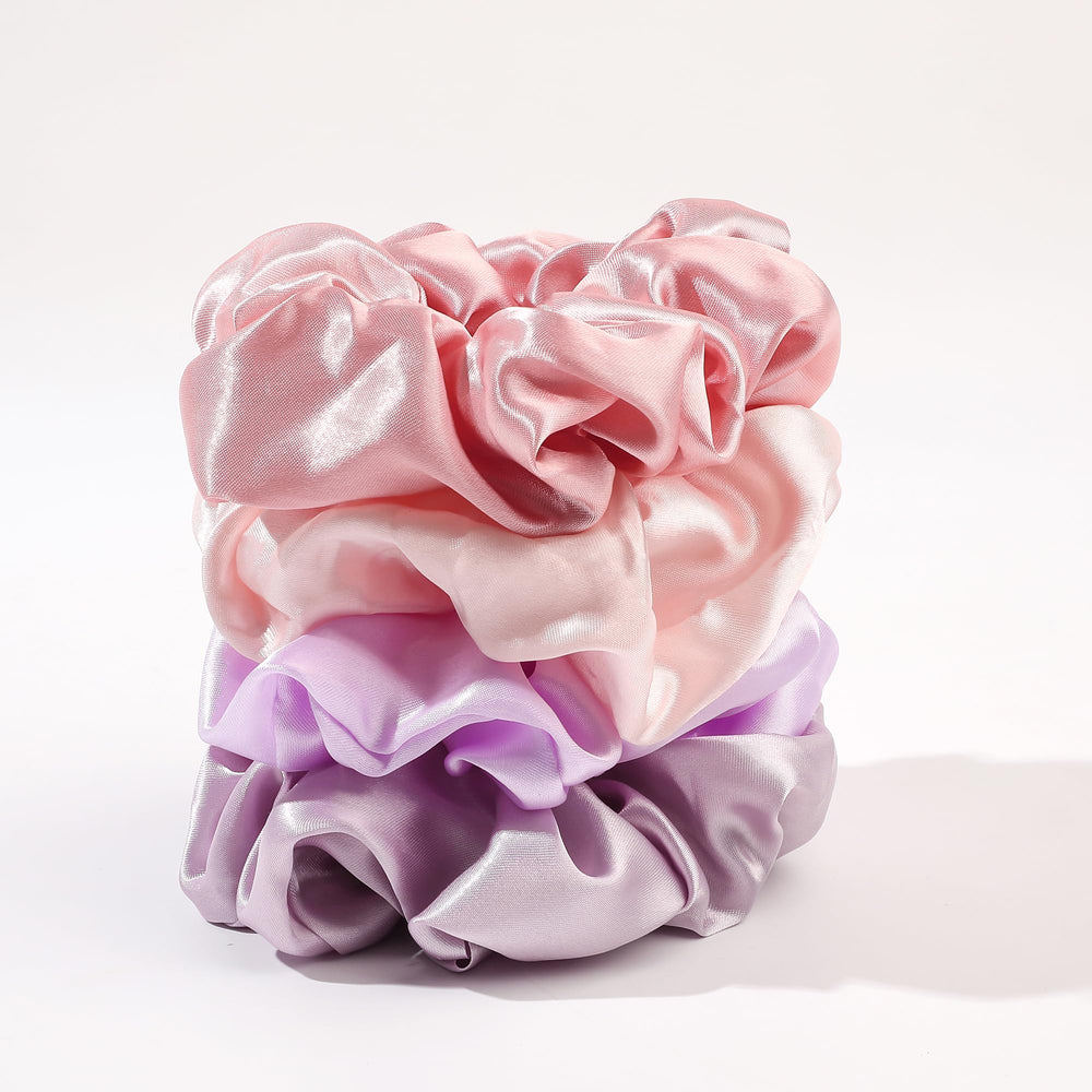 Ivyu satin scrunchies in a color set with no crease.
