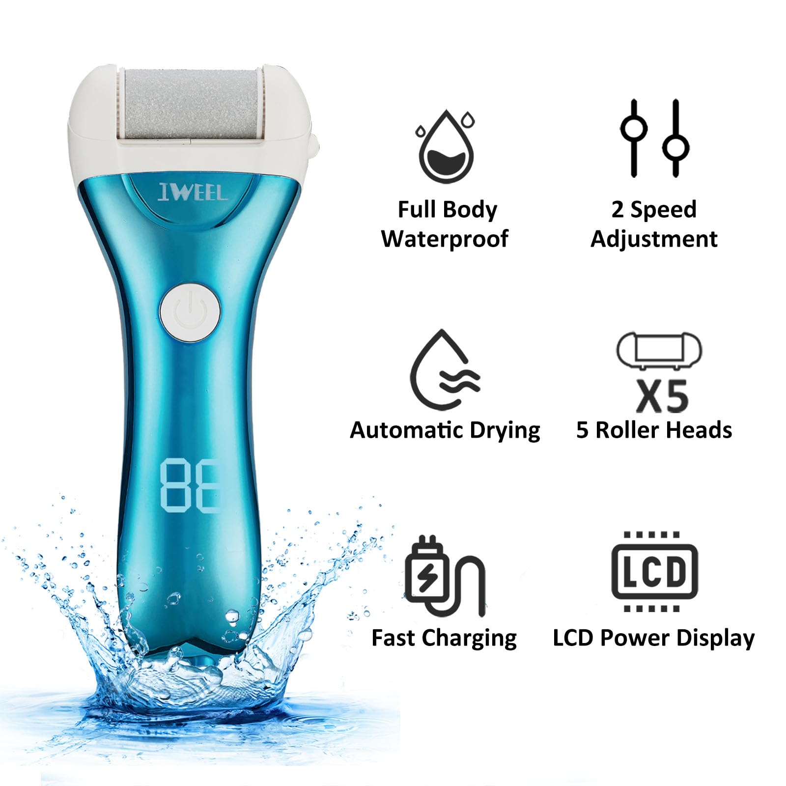 IWEEL electric foot file roller heads set for versatile skin care.
