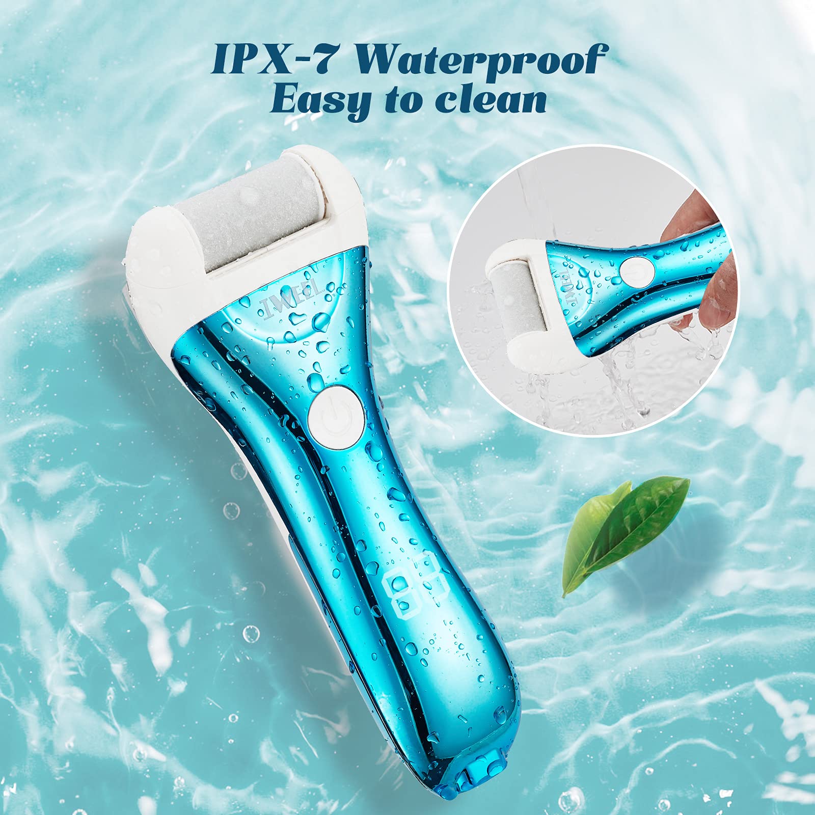 IWEEL foot file LCD display shows battery and status at a glance.