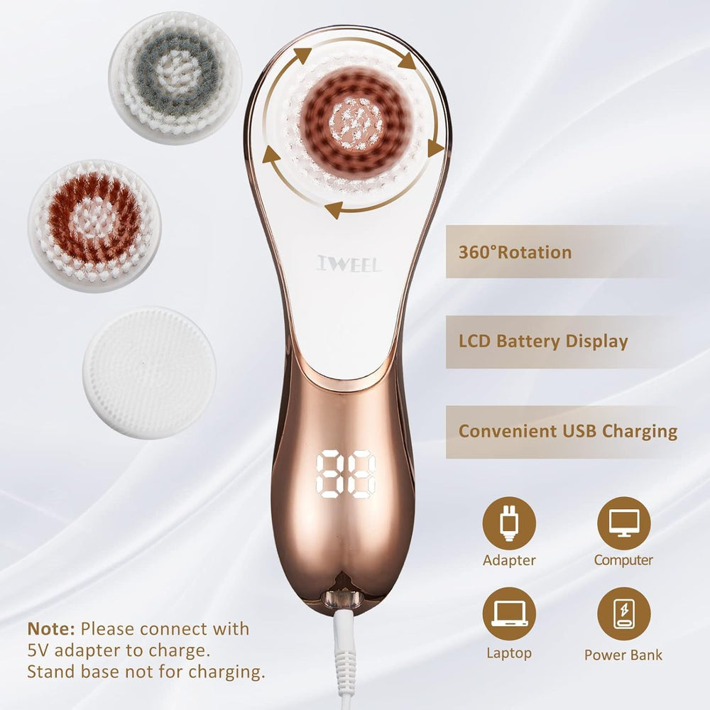 IWEEL silicone brush head for hygienic cleansing and easy rinsing.