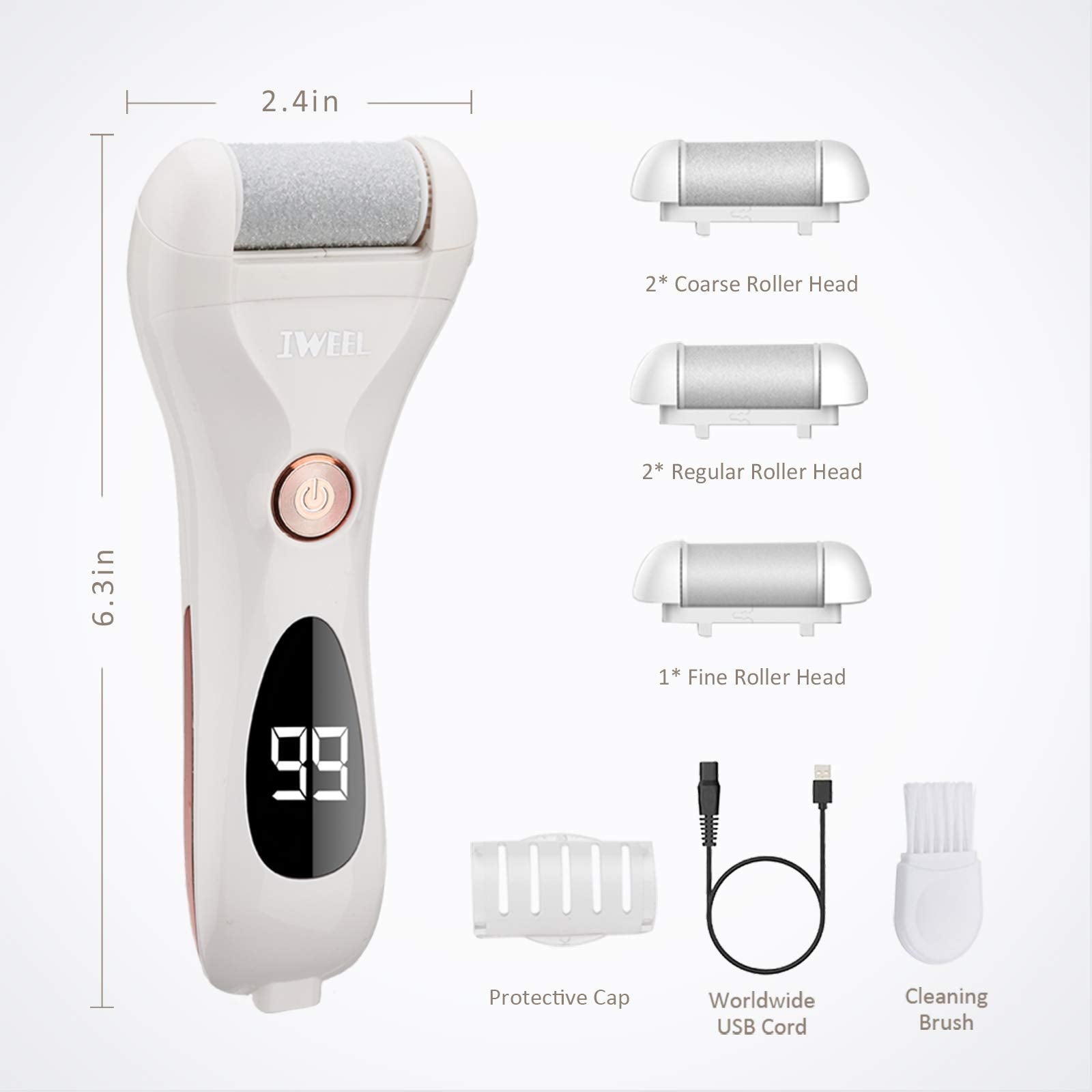 IWEEL two speed control for gentle and stubborn calluses