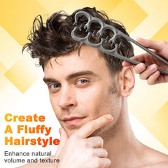 Izycoon texture comb in hand shows ergonomic grip for precise styling
