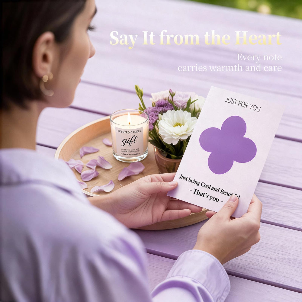 IZZUBIZ tarjeta de deseos morada, acompaña el regalo con un mensaje personalizado.