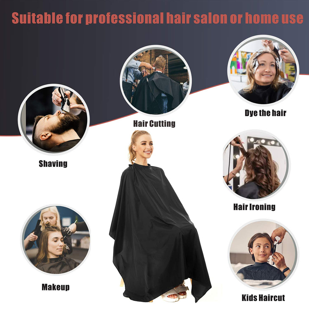 Izzycka barber cape showing adjustable snap closure for secure neck fit