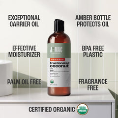 J MAC BOTANICALS aceite de coco fraccionado para piel suave e hidratación ligera