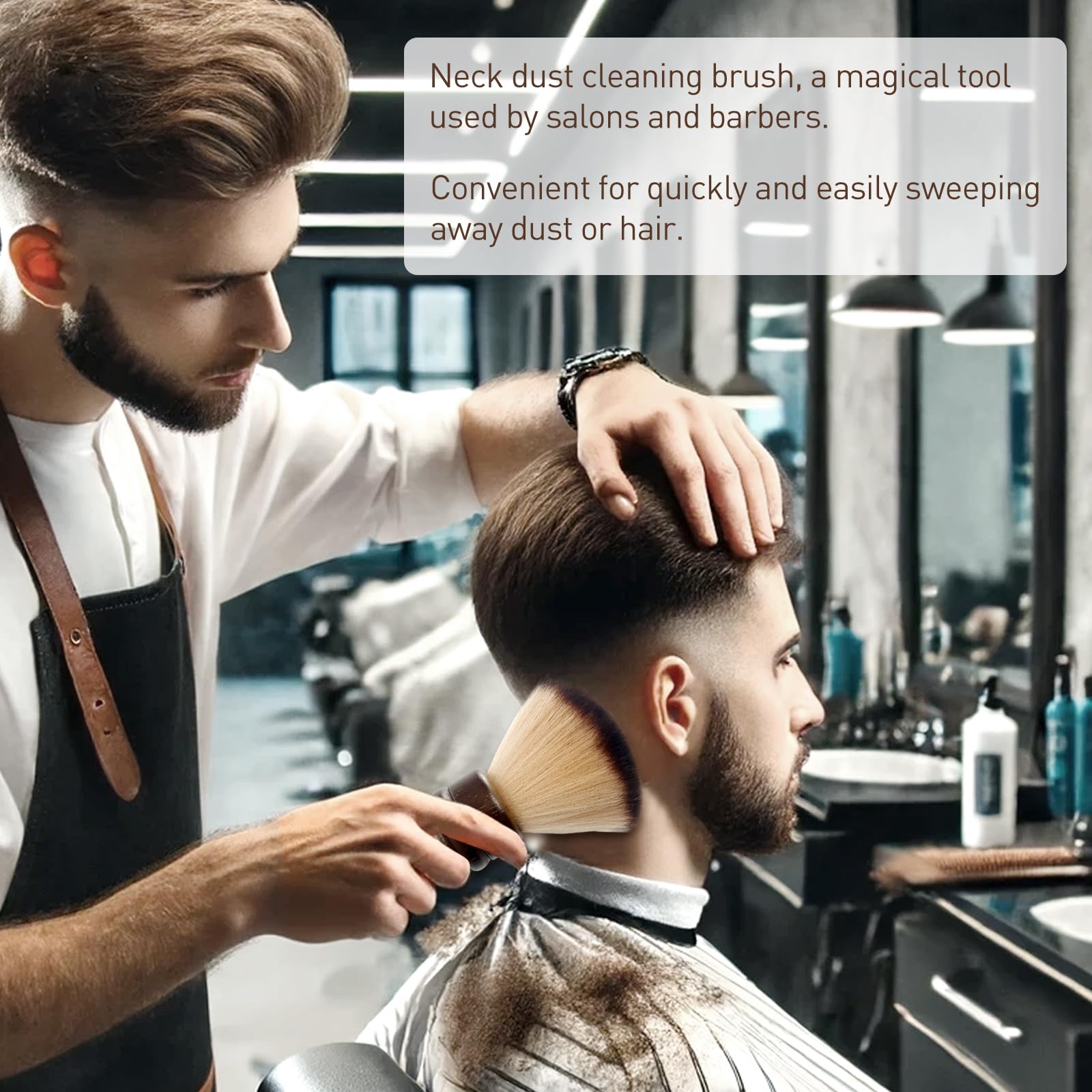 Jaasuee brown neck brush on barber station for professional use.