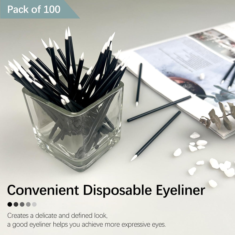 Jaasuee disposable eyeliner brush black plastic handle for comfortable grip